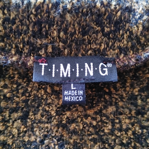 Women's V Neck Crop Cardigan Long Sleeve Black Brown Size Large - Picture 5 of 6